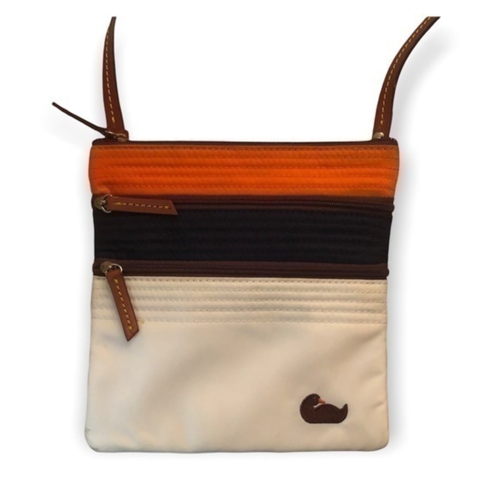 DOONEY & bourke nylon & leather colorblock blue orange white crossbody bag